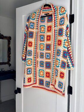 Charlie B Colorful Crochet Granny Square Cardigan | XS/S | NWOT